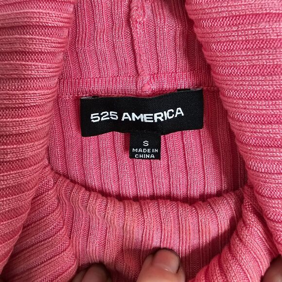 525 American Pink Form Fitting Ribbed Knit Long Sleeve Turtleneck Top Small - Picture 5 of 8